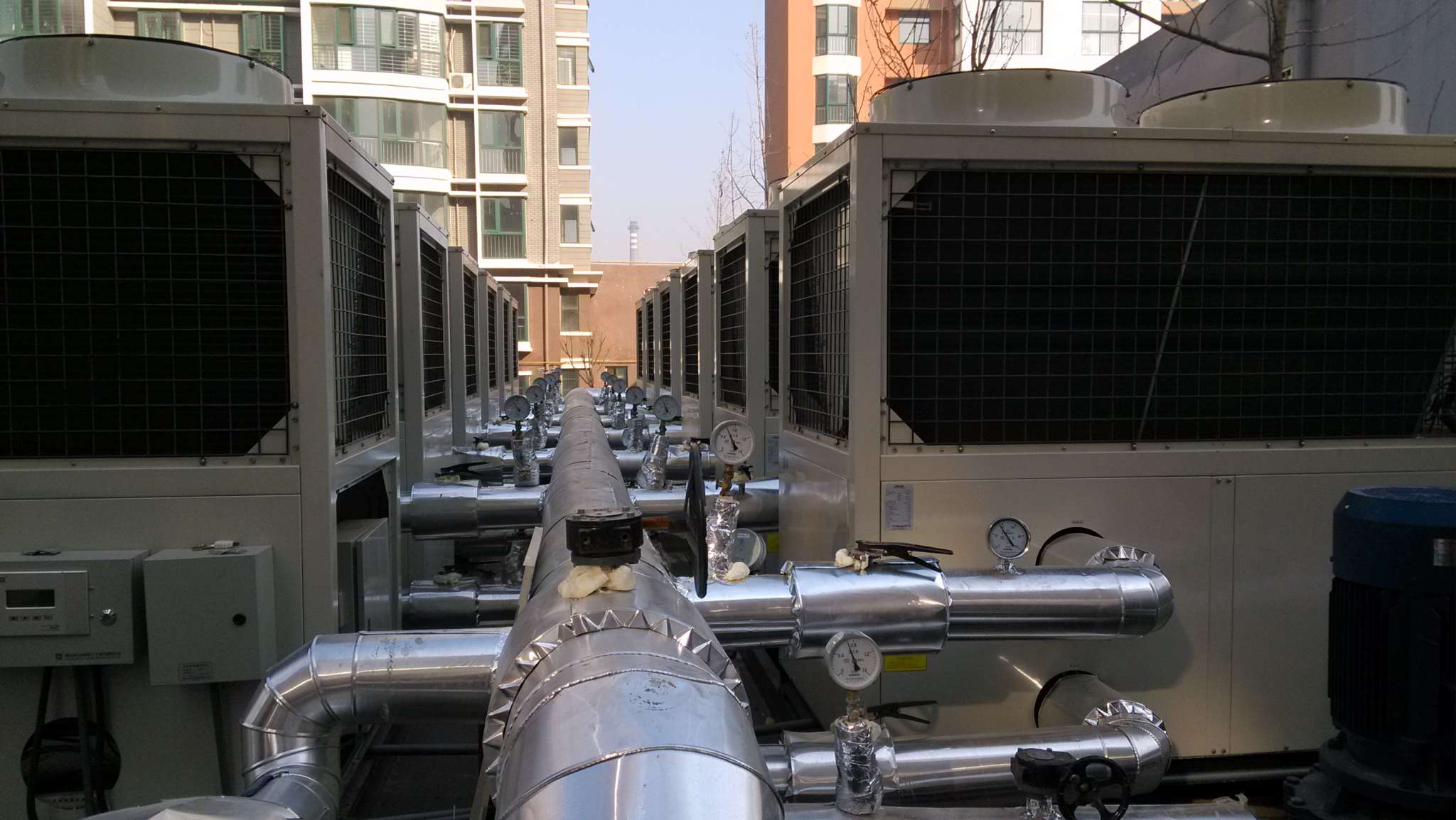 园小区(长垣厨师学校家属院)澳信节能空气能40000﹐集中供暖工程案例